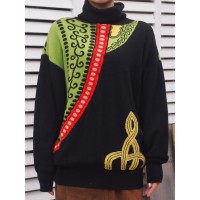 design knit sweater デザインニットセーター 黒緑赤黄 | Vintage.City ヴィンテージ 古着