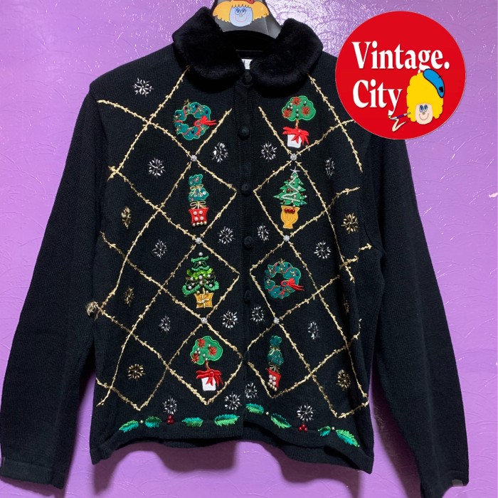 6)ビンテージクリスマスセーターカーディガン | Vintage.City 古着屋、古着コーデ情報を発信