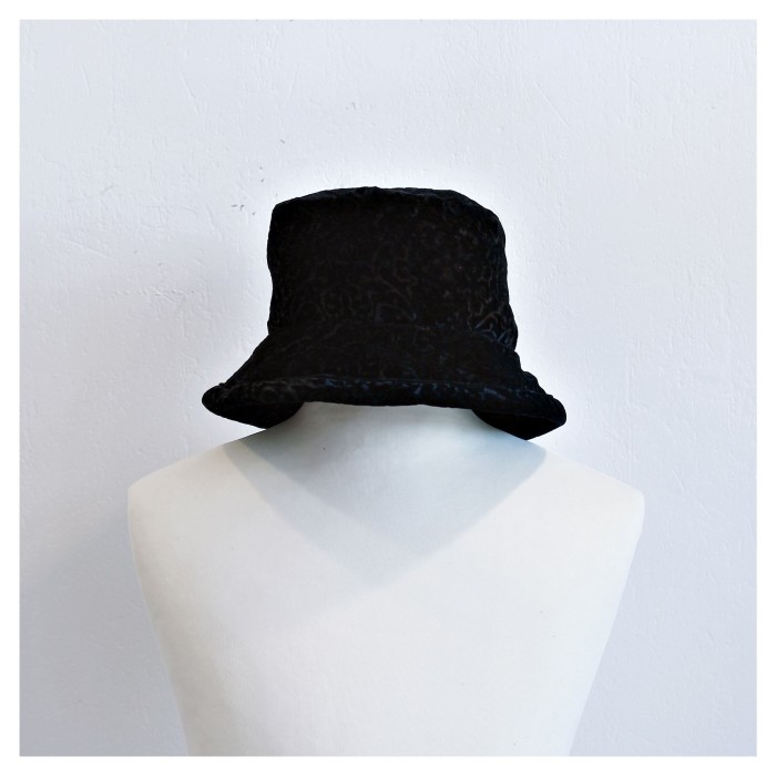 USA Old Velvet Black Bucket Hat | Vintage.City 빈티지숍, 빈티지 코디 정보
