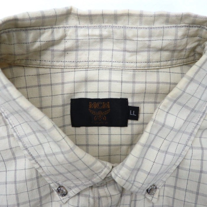 MCM ビッグサイズ ボタンダウンシャツ LL ベージュ チェック コットン | Vintage.City 古着屋、古着コーデ情報を発信
