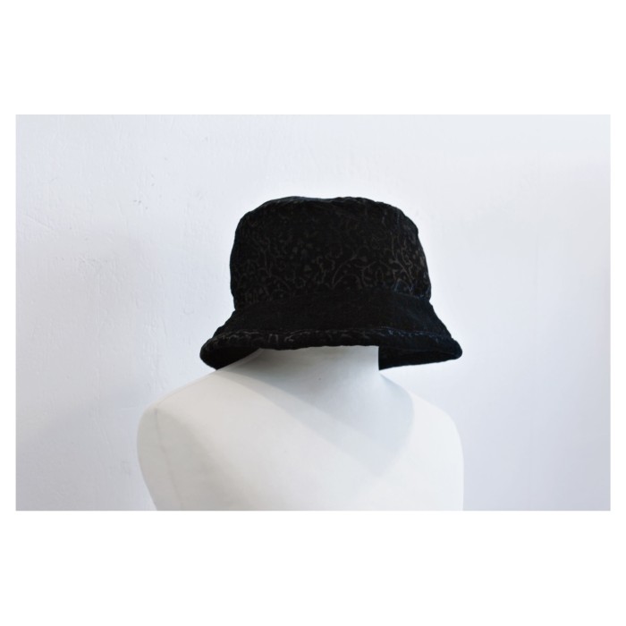 USA Old Velvet Black Bucket Hat | Vintage.City 古着屋、古着コーデ情報を発信