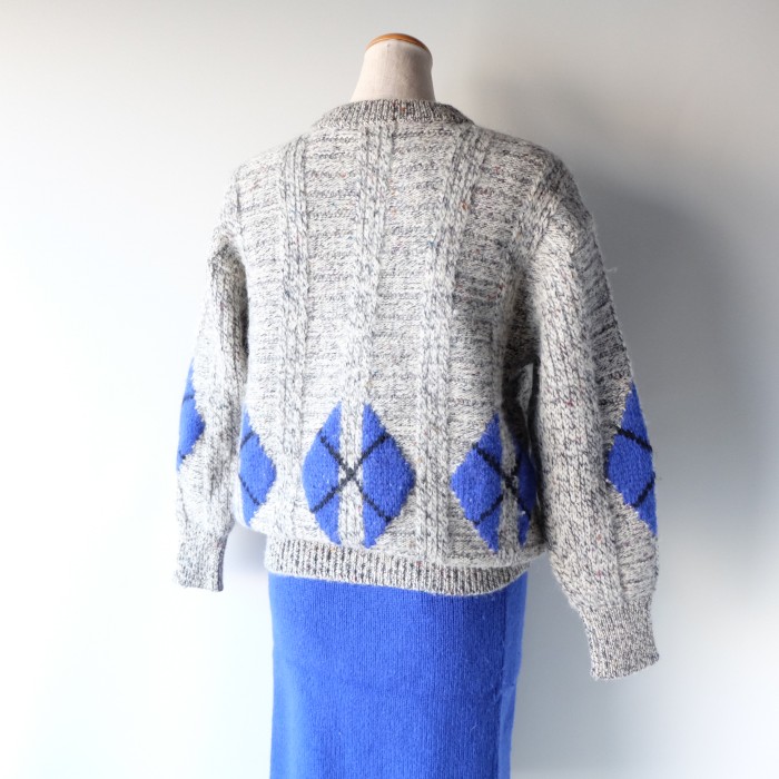 Vintage ELLE argyle knit sweater setup | Vintage.City 빈티지숍, 빈티지 코디 정보
