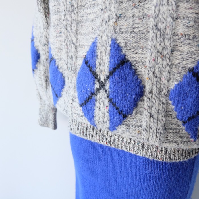 Vintage ELLE argyle knit sweater setup | Vintage.City 古着屋、古着コーデ情報を発信