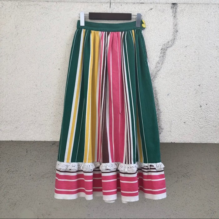 60's handmade skirt green×yellow×pink | Vintage.City 古着屋、古着コーデ情報を発信