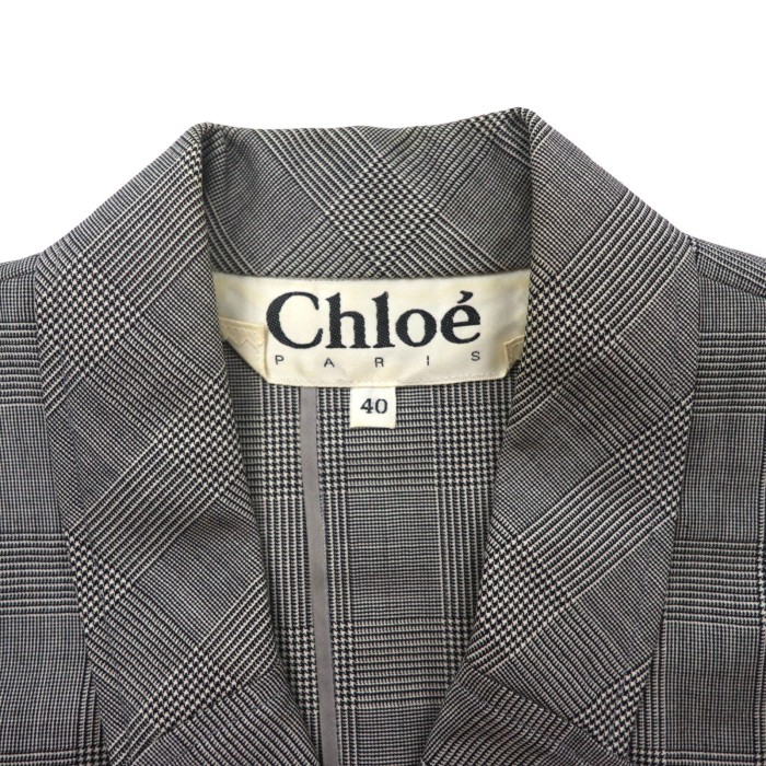 Chloe PARIS テーラードジャケット 40 グレー グレンチェック | Vintage.City 古着屋、古着コーデ情報を発信