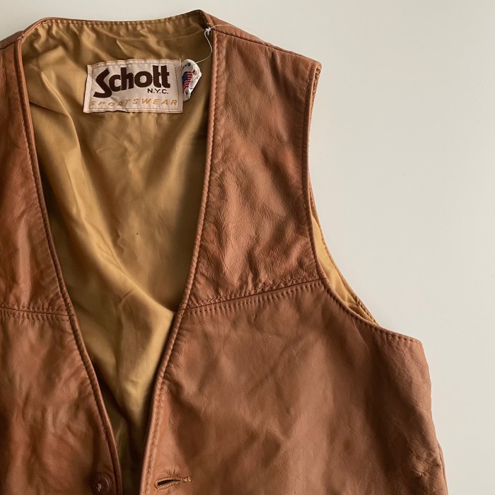 70s vintage schott ショット レザーベスト | Vintage.City 古着屋、古着コーデ情報を発信