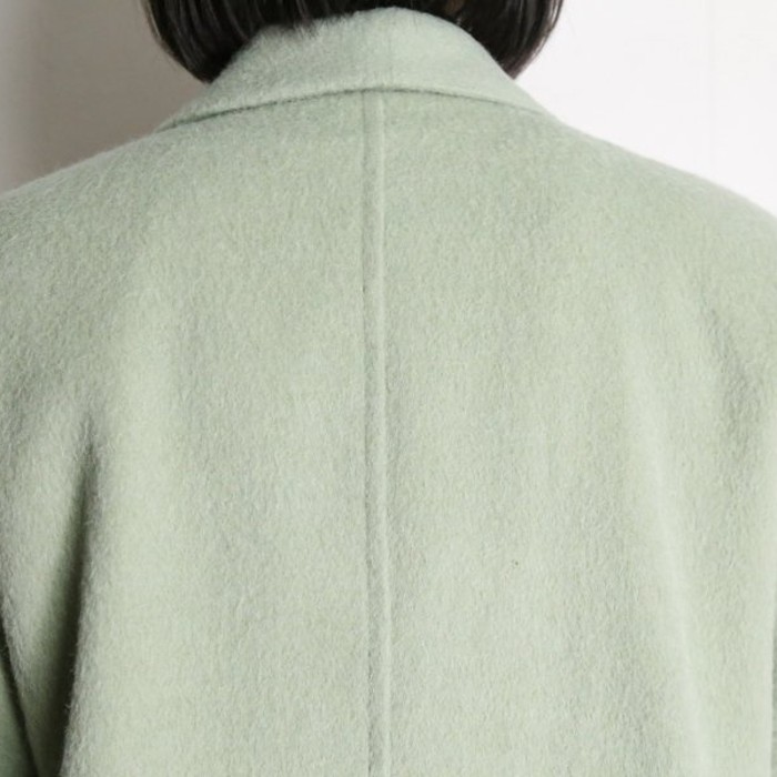 mint green shawl collar wool long coat | Vintage.City 古着屋、古着コーデ情報を発信