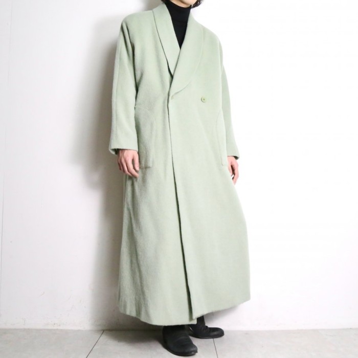 mint green shawl collar wool long coat | Vintage.City Vintage Shops, Vintage Fashion Trends