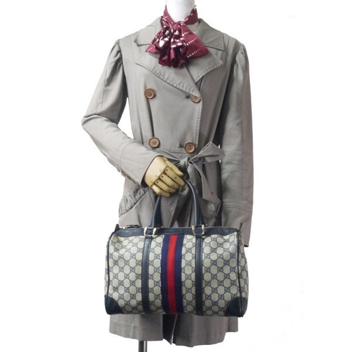 OLD Gucci 革2本シェリーラインボストン（青・中） | Vintage.City Vintage Shops, Vintage Fashion Trends