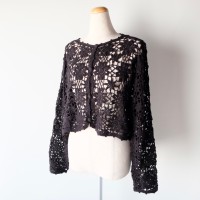 Vintage crochet black cardigan | Vintage.City 빈티지숍, 빈티지 코디 정보