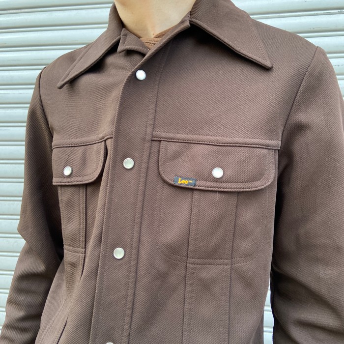 送料無料』70s Lee リー☆ポリシャツジャケット USA製 S ブラウン 