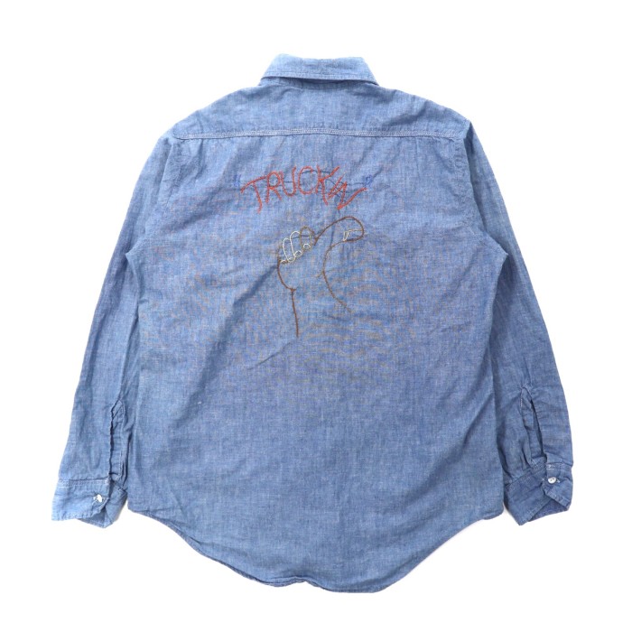 BIG MAC シャンブレーシャツ 15.5 ブルー 70年代 刺繍 | Vintage.City 古着屋、古着コーデ情報を発信