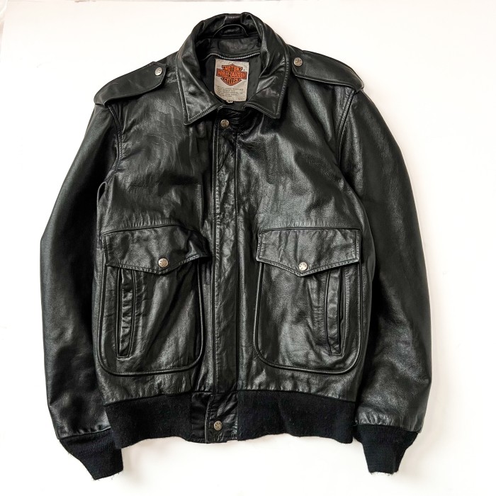 80s harley davidson A-2 leather jacket | Vintage.City