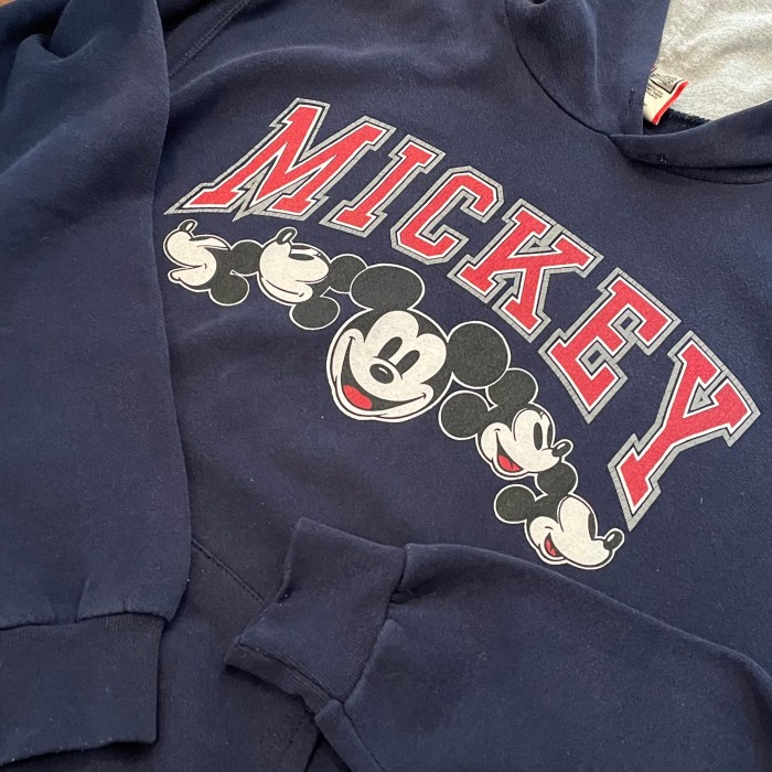 Disney】90s USA製 ミッキー アーチロゴ スウェットパーカー 古着 