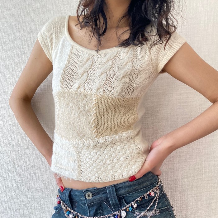 patchwork  knit top | Vintage.City 빈티지숍, 빈티지 코디 정보