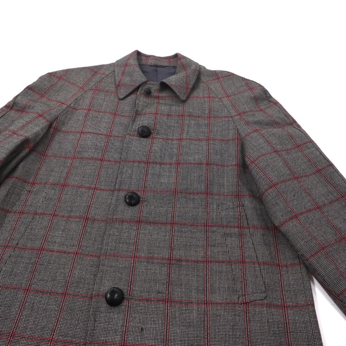 HEMINGWAY ツイードステンカラーコート 104 グレー チェック ウール | Vintage.City 古着屋、古着コーデ情報を発信