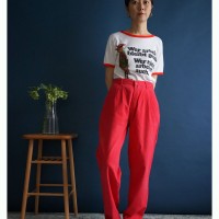 80's Red High Waisted Cotton pants | Vintage.City 古着屋、古着コーデ情報を発信