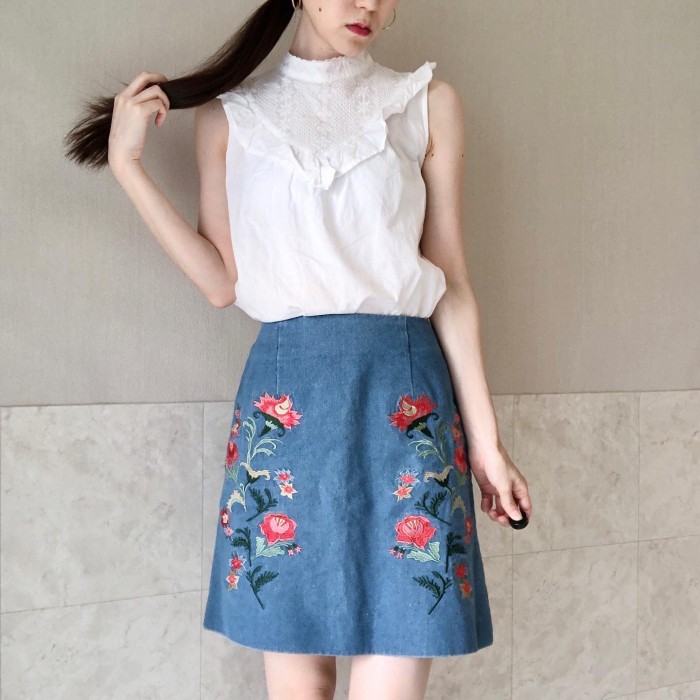 刺繍デニムスカート | Vintage.City 빈티지숍, 빈티지 코디 정보