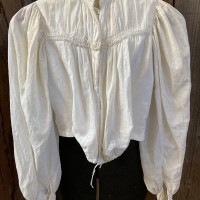 エドワーディアン　ホワイトコットン　シャツブラウス　スタンドカラー　パールボタン | Vintage.City 古着屋、古着コーデ情報を発信