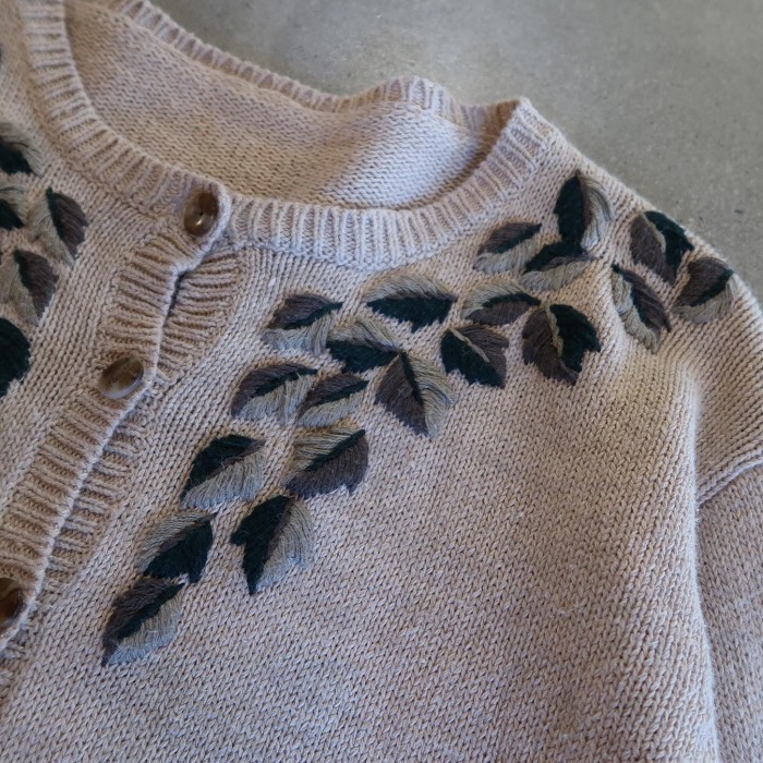 reaf embroidery cotton knit cardigan | Vintage.City Vintage Shops, Vintage Fashion Trends