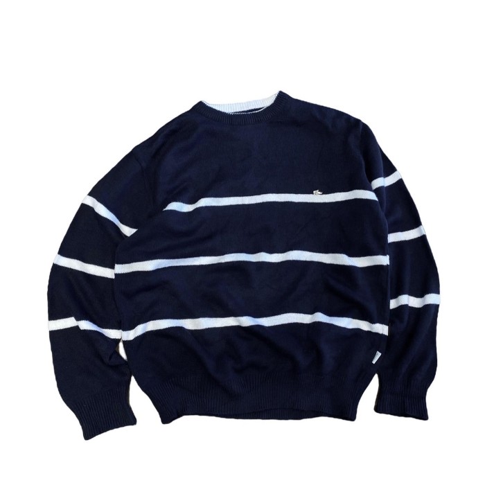 bootleg LACOSTE border knit sweater | Vintage.City 古着屋、古着コーデ情報を発信