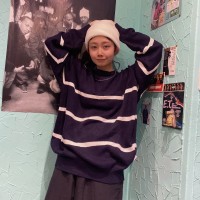 bootleg LACOSTE border knit sweater | Vintage.City 古着屋、古着コーデ情報を発信
