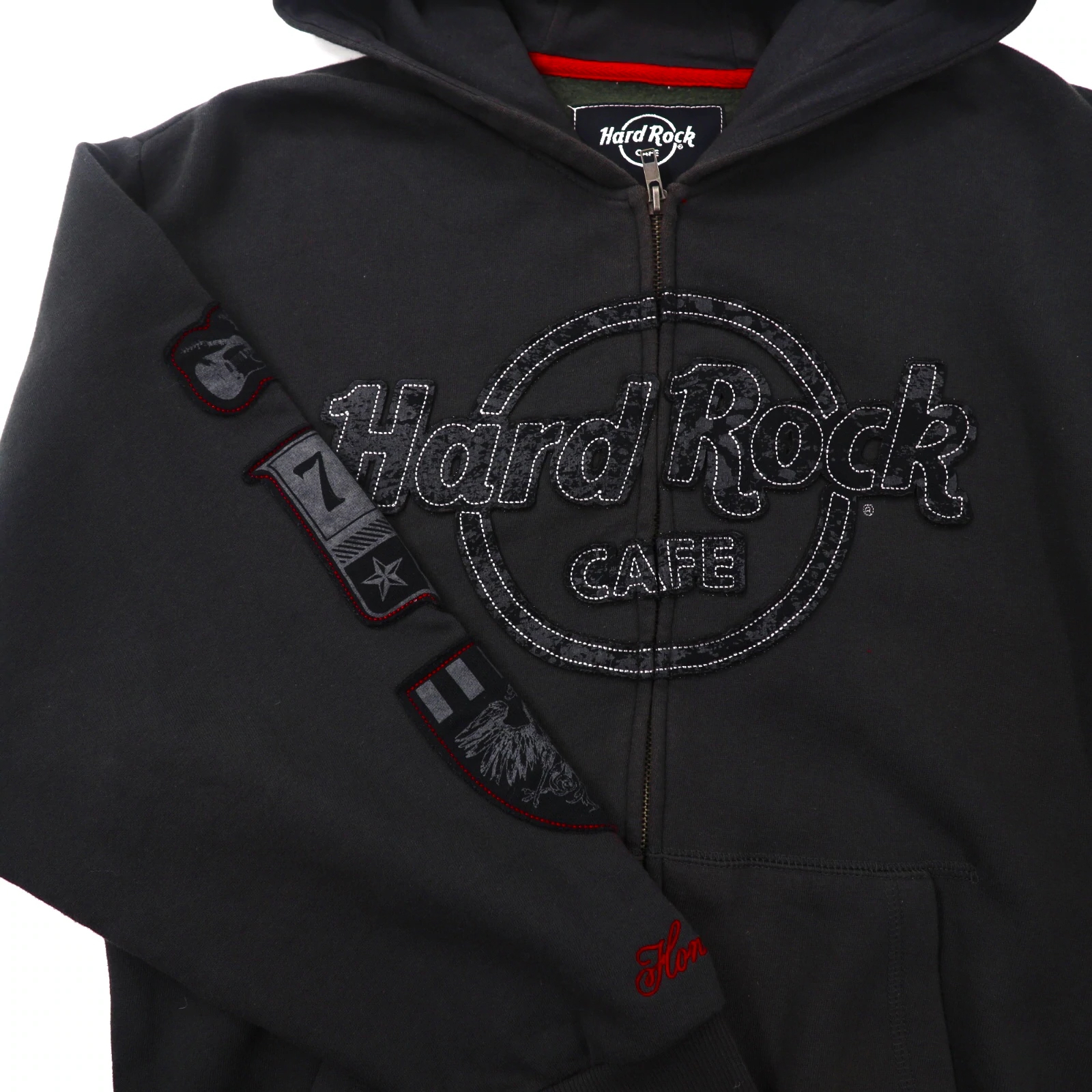 HARD ROCK CAFE ジップパーカー S グレー コットン 裏起毛 ロゴ