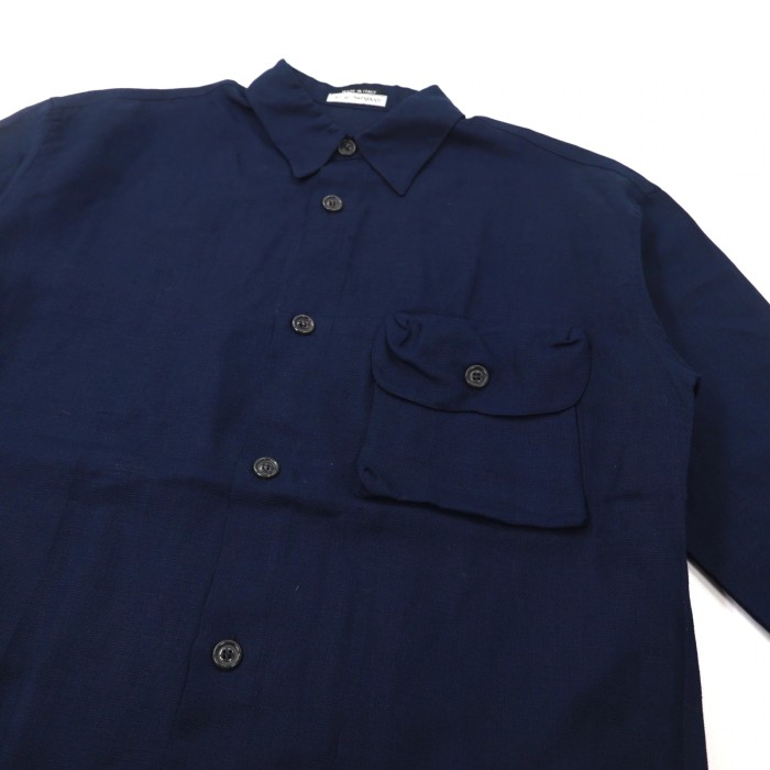 EMPORIO ARMANI シャツ 48 ネイビー リネン イタリア製 | Vintage.City 古着屋、古着コーデ情報を発信