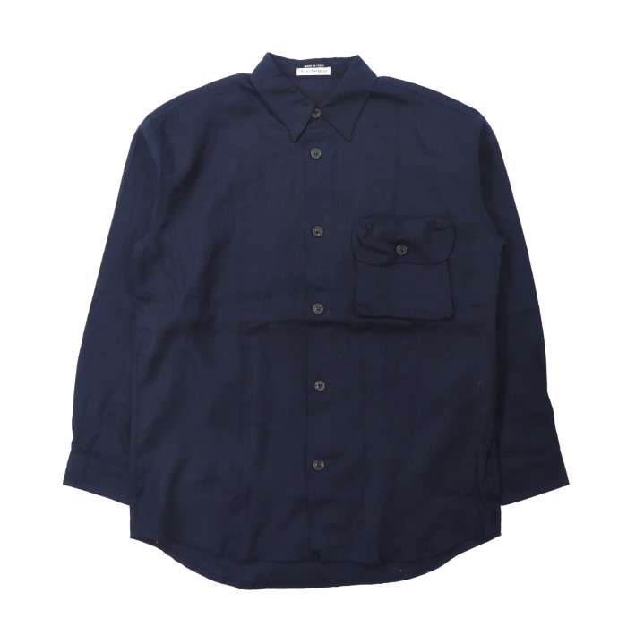 EMPORIO ARMANI シャツ 48 ネイビー リネン イタリア製 | Vintage.City 古着屋、古着コーデ情報を発信