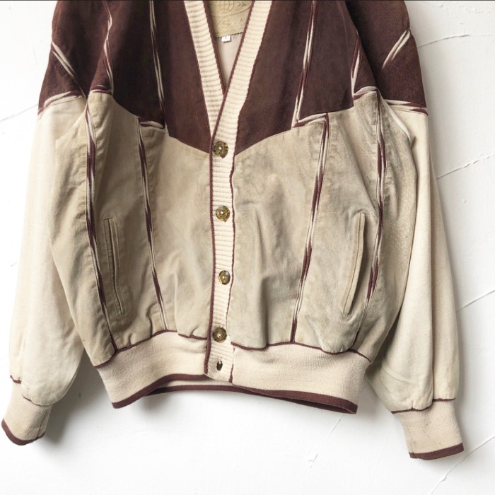 Leather switching cardigan レザー切り替えカーディガン | Vintage.City 빈티지숍, 빈티지 코디 정보