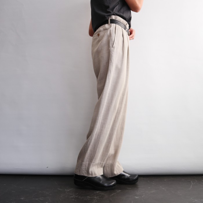 " KENZO " linen mix natural wide slacks | Vintage.City 古着屋、古着コーデ情報を発信