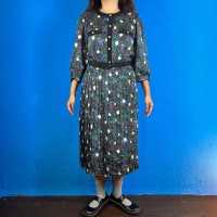 80s Flower Dot Pattern Shiny Dress | Vintage.City ヴィンテージ 古着