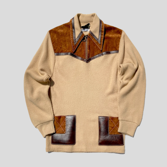 70’s HILTON Leather × Knit Western Shirt | Vintage.City 빈티지숍, 빈티지 코디 정보