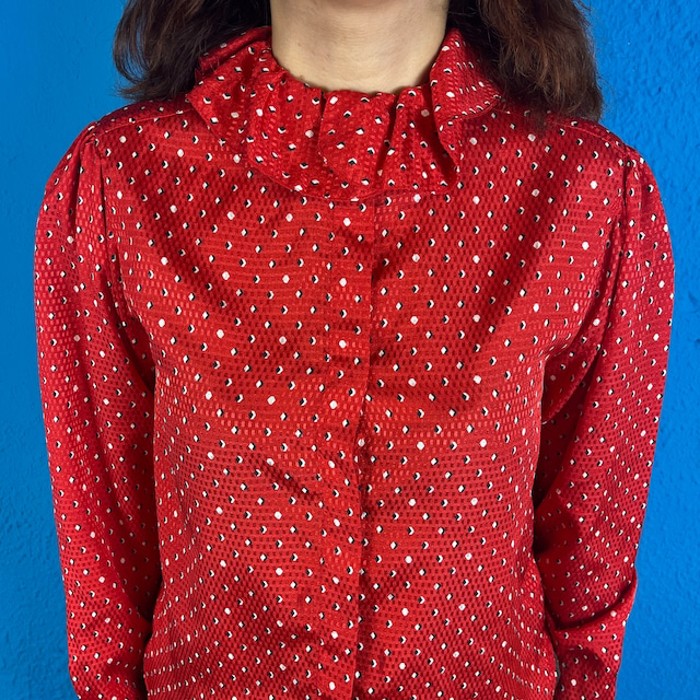 70-80s Dot Frill Collar blouse | Vintage.City 빈티지숍, 빈티지 코디 정보