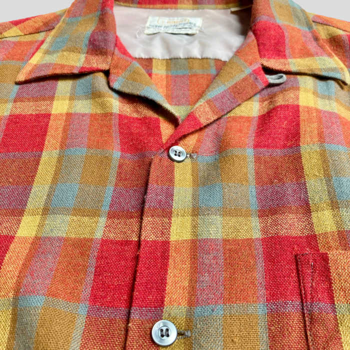 60’s BRENT Open Collar Check Shirt | Vintage.City 빈티지숍, 빈티지 코디 정보