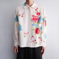 beautiful flower art shirt white | Vintage.City ヴィンテージ 古着