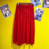 Flower lace red long skirt/2240 | Vintage.City ヴィンテージ 古着