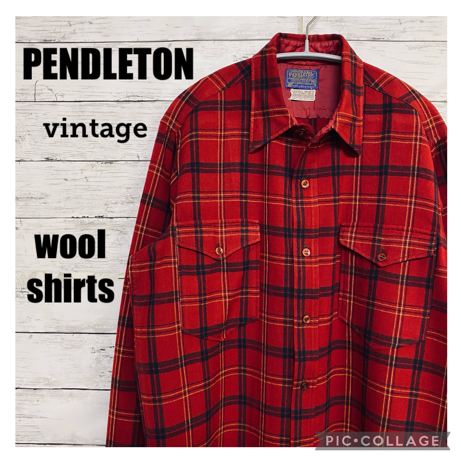 50's PENDLETON ウール チェックシャツ ネルシャツ ペンドルトン