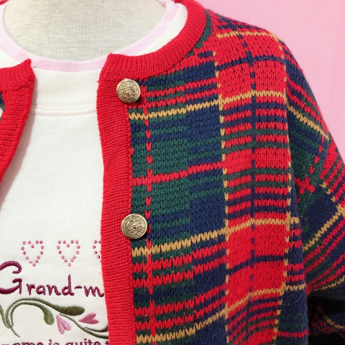 check pattern knit cardigan | Vintage.City 빈티지숍, 빈티지 코디 정보