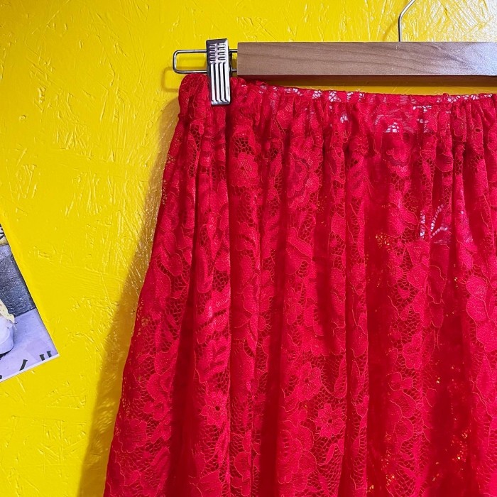 Flower lace red long skirt/2240 | Vintage.City 빈티지숍, 빈티지 코디 정보