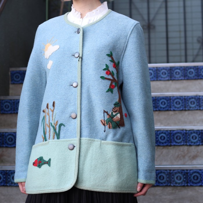 OLD ジャガード織　ゴブラン織　デザインジャケット　総刺繍レディース
