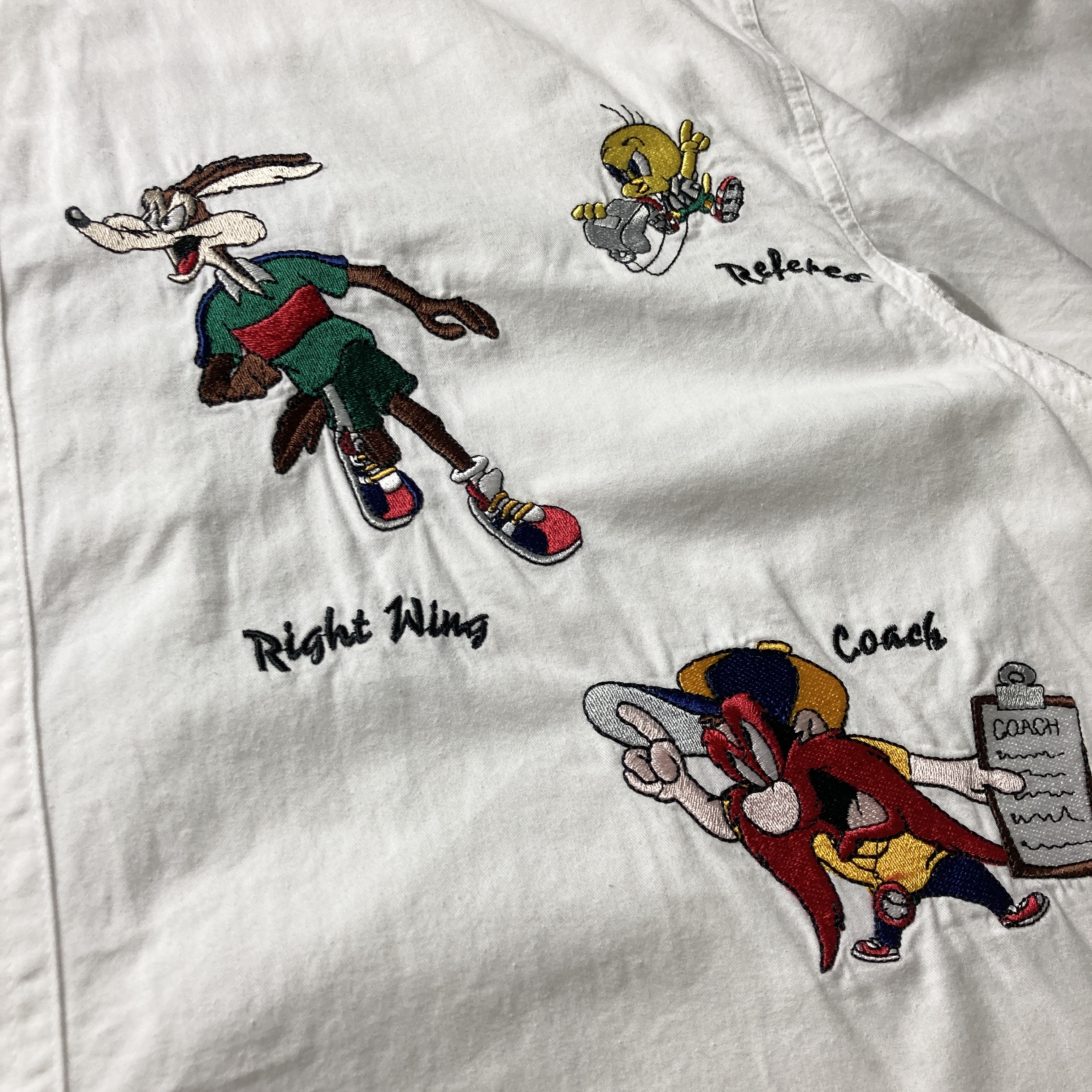 希少 90s~ ワーナー・ブラザーズ ルーニーテューンズ 刺繍 シャツ 