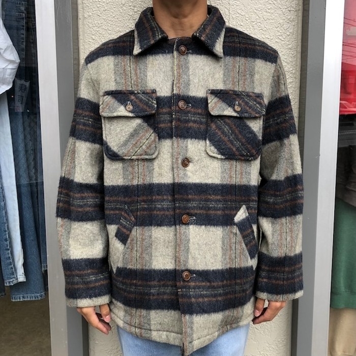 90s- ウールシャツジャケット チェック マルチカラー 古着 ストリート 