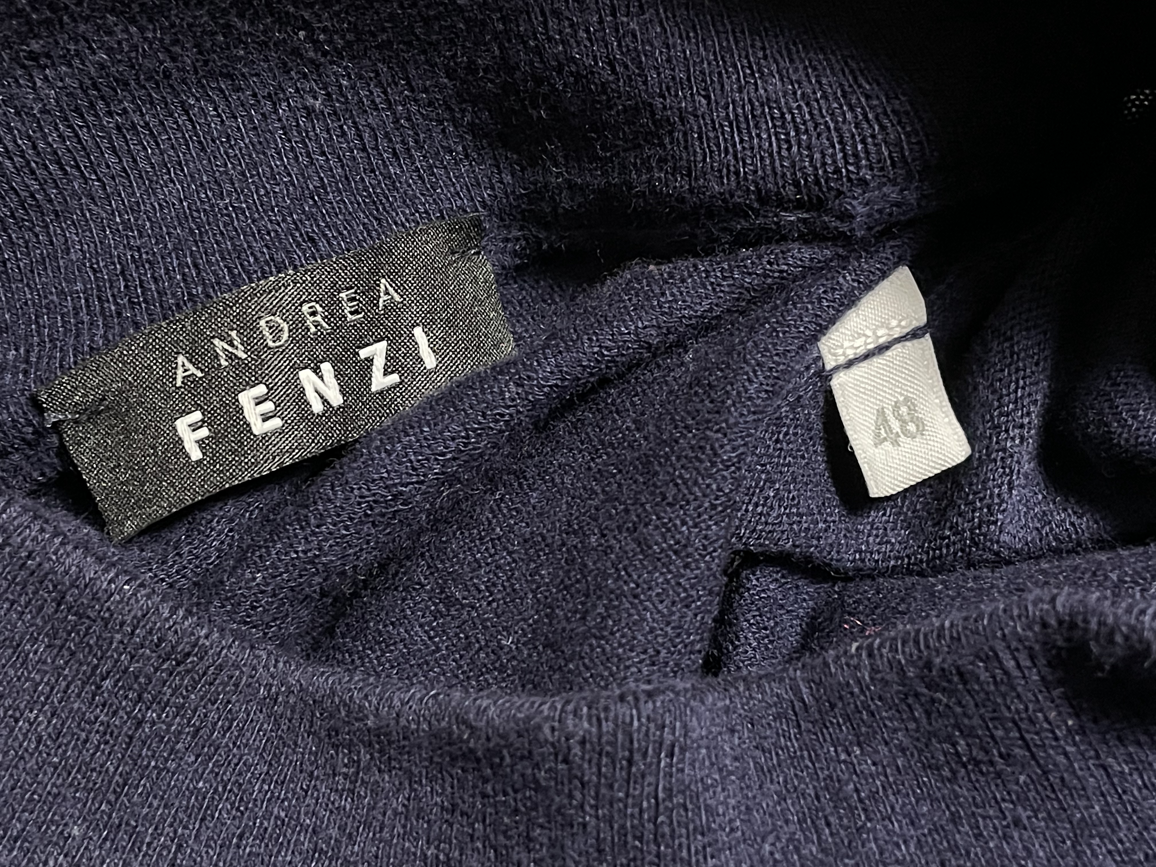 イタリア製 ANDREA FENZI ハイネックセーター ネイビー 48サイズ ...