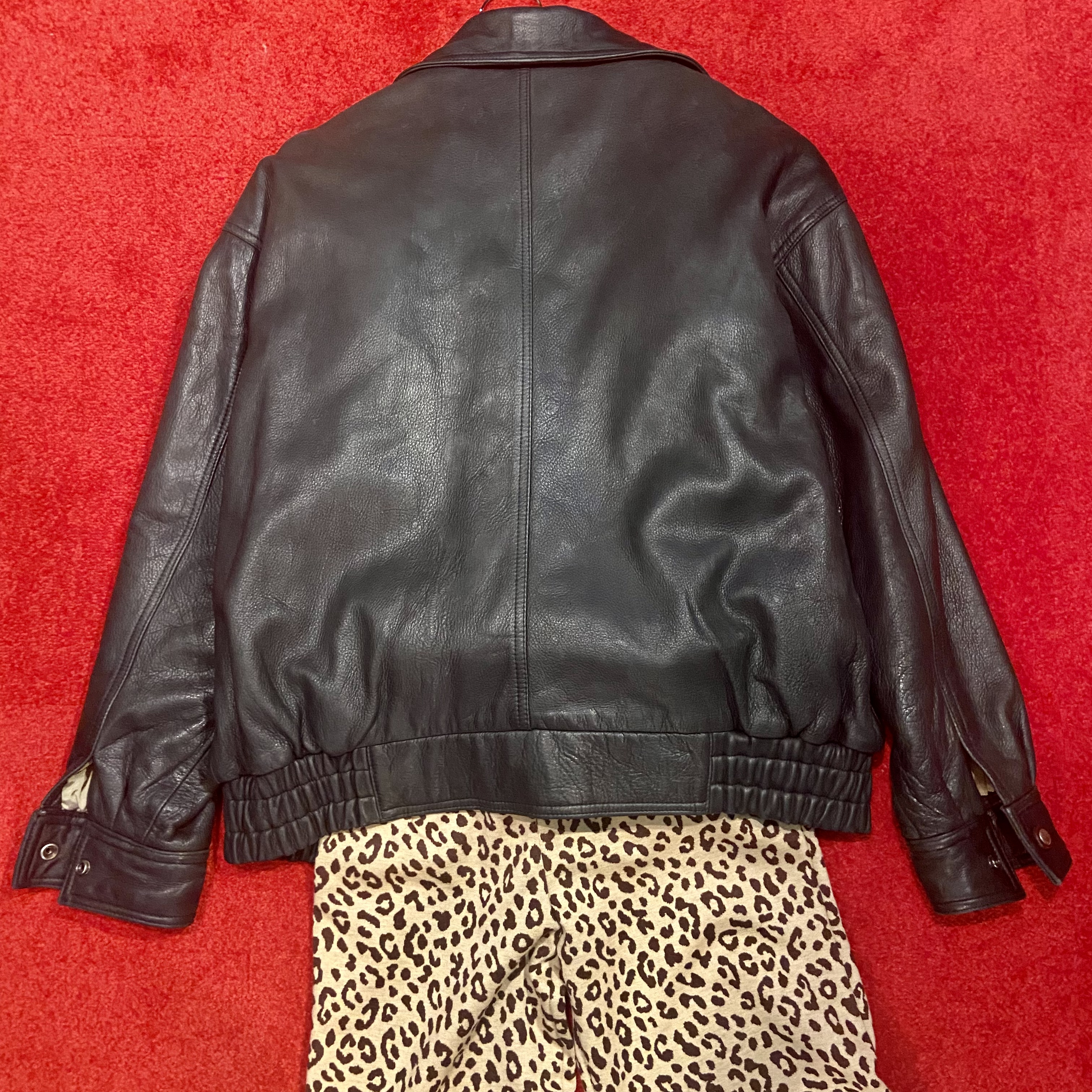 vintage 80s men's 革ジャン リアルレザージャケット コート 黒