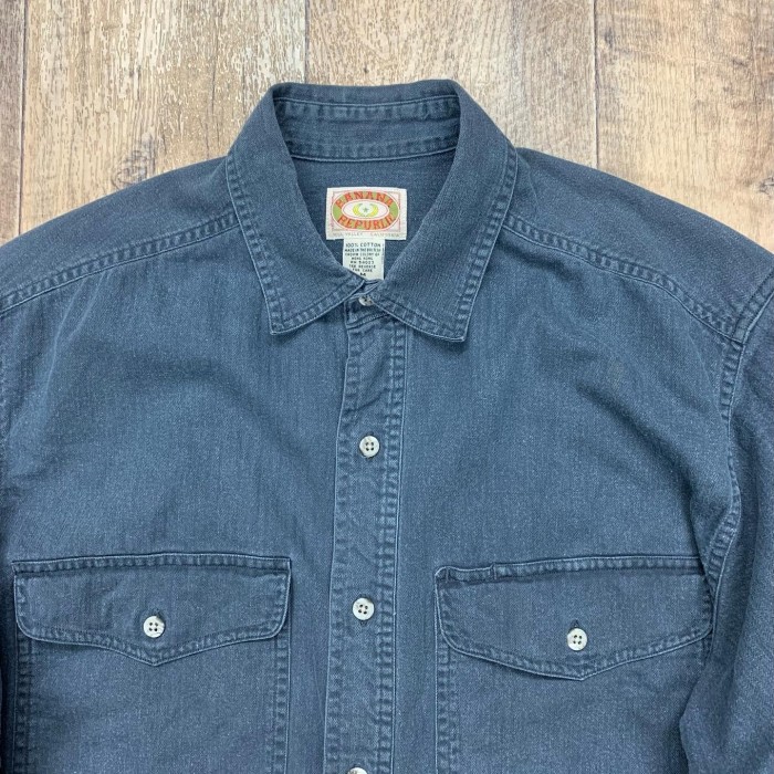 80'S BANANA REPUBLIC 旧タグ ヘリンボーン ワークシャツ | Vintage.City 古着屋、古着コーデ情報を発信