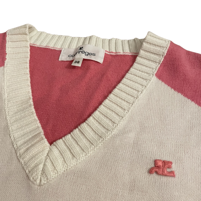 Courreges Logo Knit Vest Pink/White | Vintage.City 古着屋、古着コーデ情報を発信