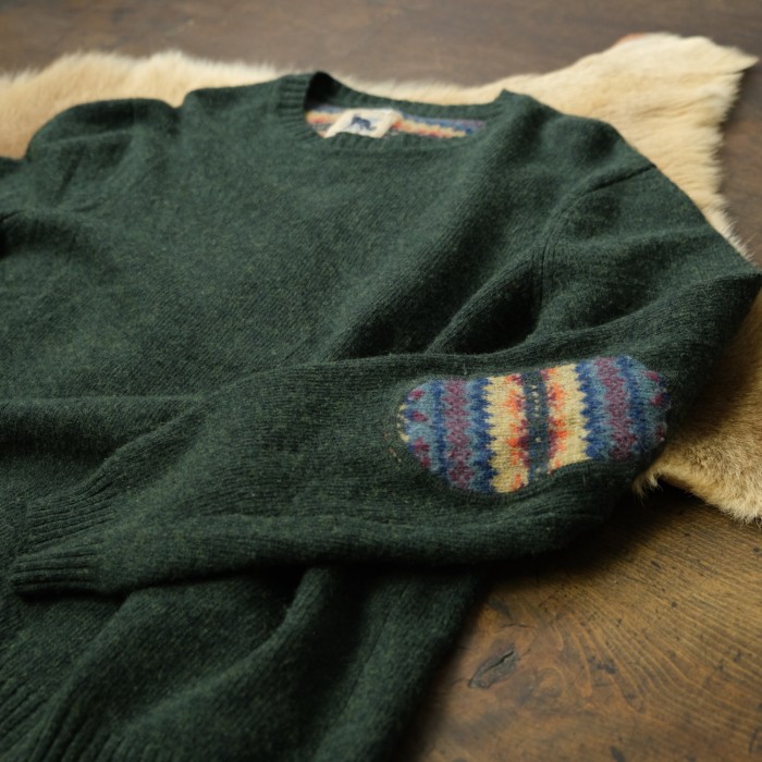 送料無料〉80s ラムウール エルボーパッチ ニットセーター | Vintage.City