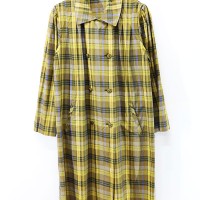 80s MISS ONWARD Yellow Check Trench Coat | Vintage.City ヴィンテージ 古着