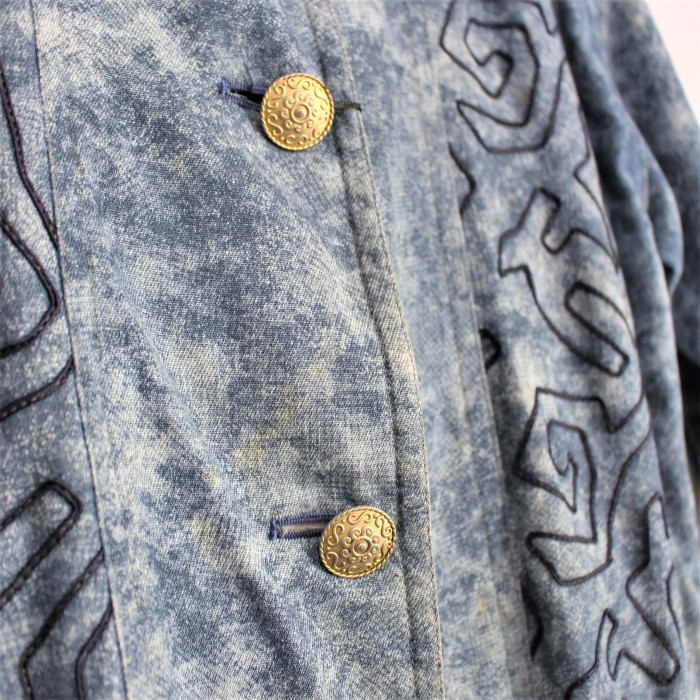 RETRO VINTAGE レトロ古着金ボタン刺繍デニムジャケット | Vintage.City 古着屋、古着コーデ情報を発信